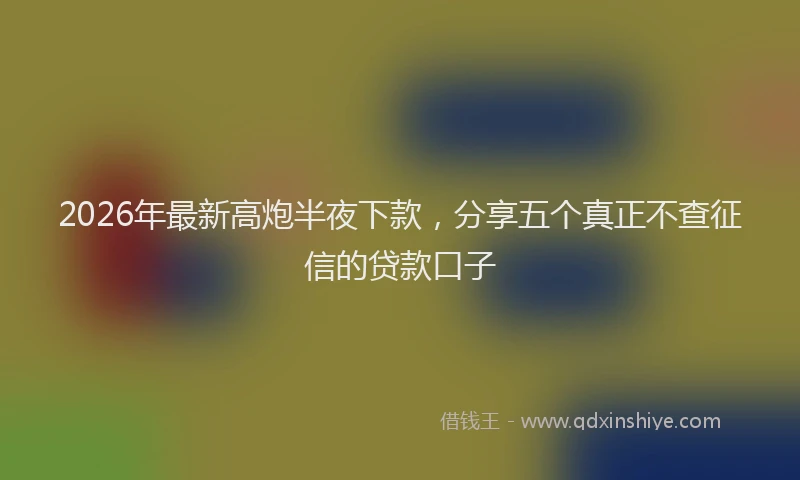 2026年最新高炮半夜下款，分享五个真正不查征信的贷款口子