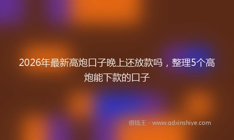 2026年最新高炮口子晚上还放款吗，整理5个高炮能下款的口子