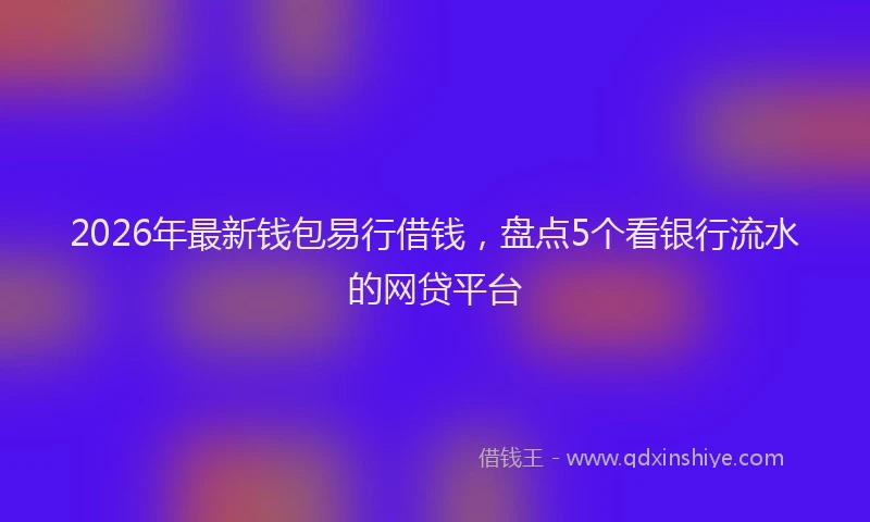 2026年最新钱包易行借钱，盘点5个看银行流水的网贷平台