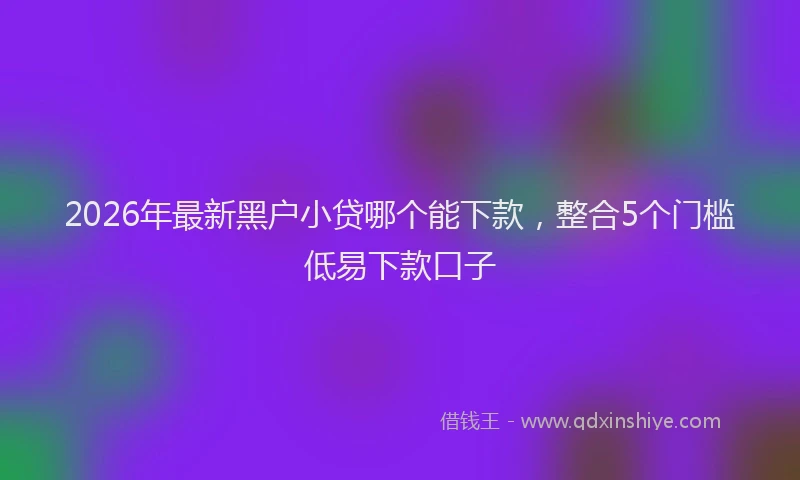 2026年最新黑户小贷哪个能下款，整合5个门槛低易下款口子
