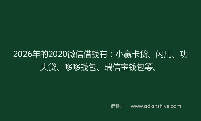 2026年的2020微信借钱有：小赢卡贷、闪用、功夫贷、哆哆钱包、瑞信宝钱包等。