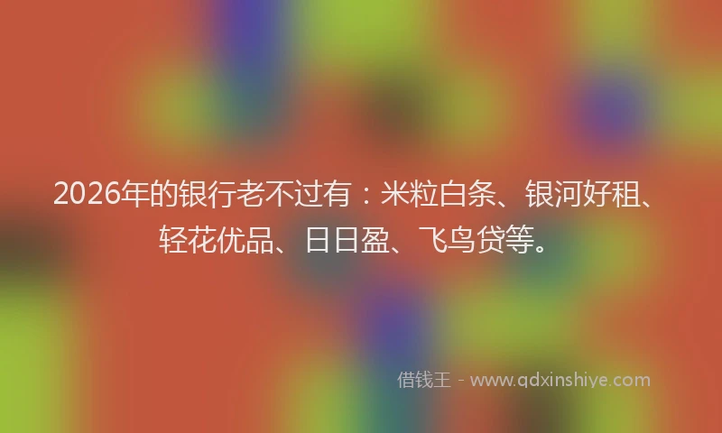 2026年的银行老不过有：米粒白条、银河好租、轻花优品、日日盈、飞鸟贷等。