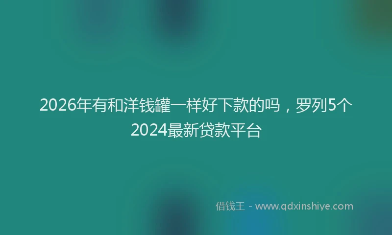 2026年有和洋钱罐一样好下款的吗，罗列5个2024最新贷款平台