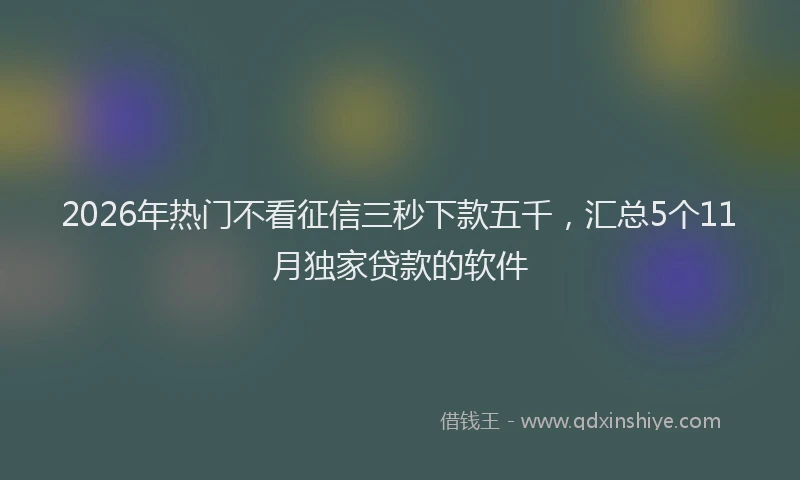 2026年热门不看征信三秒下款五千，汇总5个11月独家贷款的软件