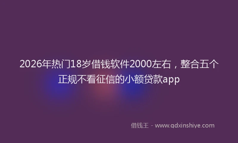 2026年热门18岁借钱软件2000左右，整合五个正规不看征信的小额贷款app