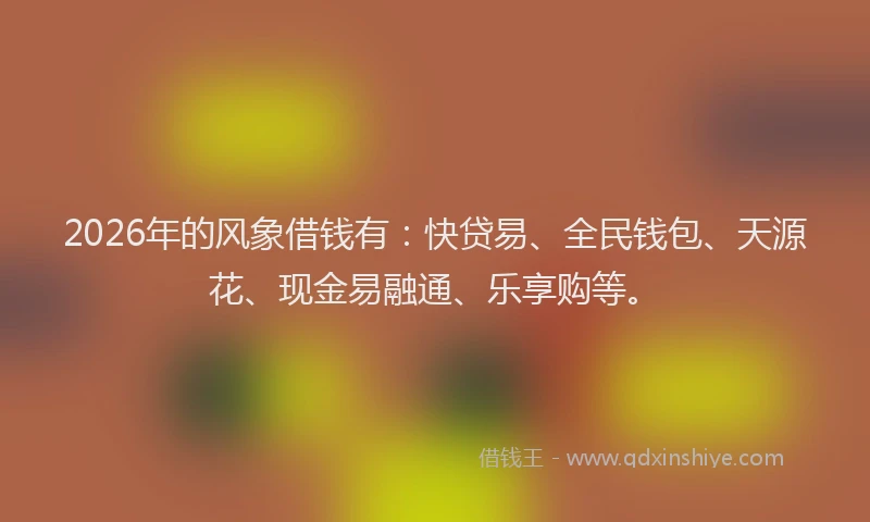 2026年的风象借钱有：快贷易、全民钱包、天源花、现金易融通、乐享购等。