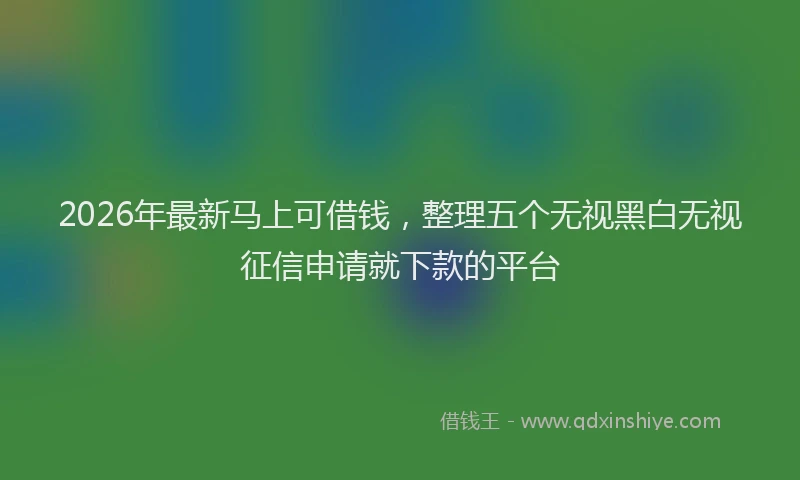 2026年最新马上可借钱，整理五个无视黑白无视征信申请就下款的平台