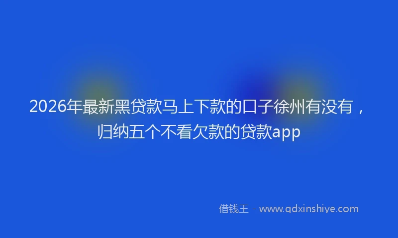 2026年最新黑贷款马上下款的口子徐州有没有，归纳五个不看欠款的贷款app