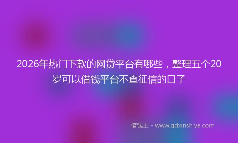 2026年热门下款的网贷平台有哪些，整理五个20岁可以借钱平台不查征信的口子
