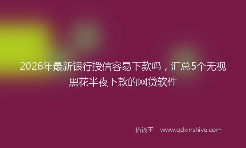 2026年最新银行授信容易下款吗，汇总5个无视黑花半夜下款的网贷软件