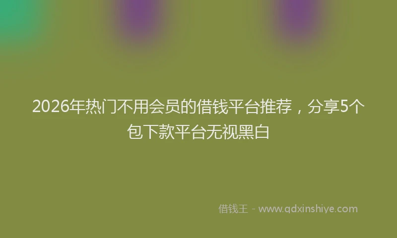 2026年热门不用会员的借钱平台推荐，分享5个包下款平台无视黑白