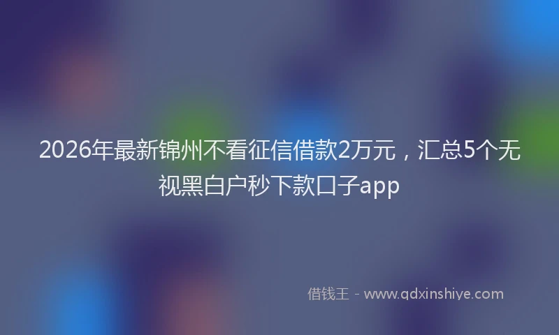 2026年最新锦州不看征信借款2万元，汇总5个无视黑白户秒下款口子app