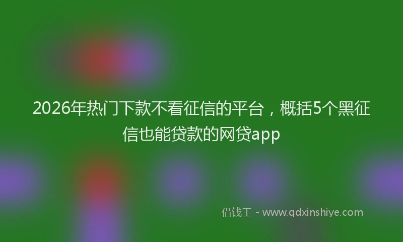 2026年热门下款不看征信的平台，概括5个黑征信也能贷款的网贷app