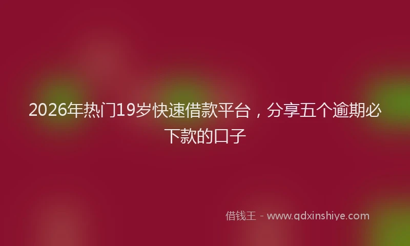 2026年热门19岁快速借款平台，分享五个逾期必下款的口子