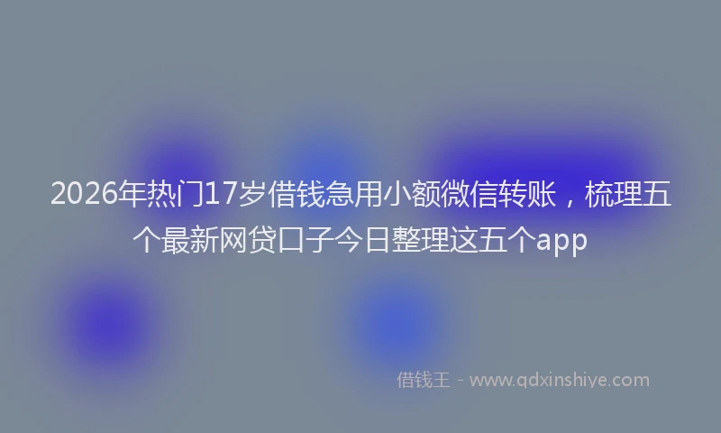 2026年热门17岁借钱急用小额微信转账，梳理五个最新网贷口子今日整理这五个app