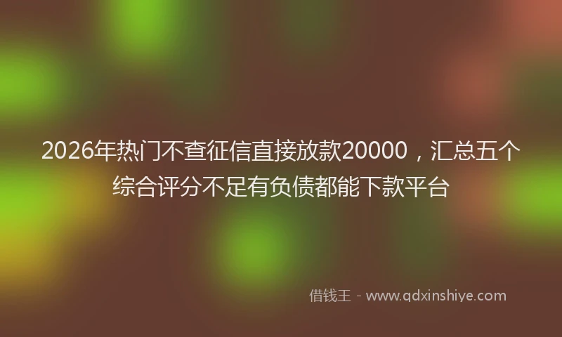 2026年热门不查征信直接放款20000，汇总五个综合评分不足有负债都能下款平台