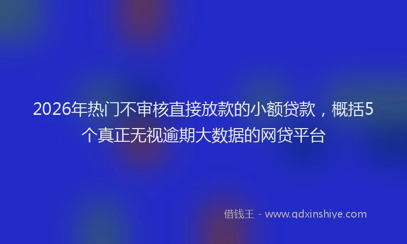 2026年热门不审核直接放款的小额贷款，概括5个真正无视逾期大数据的网贷平台