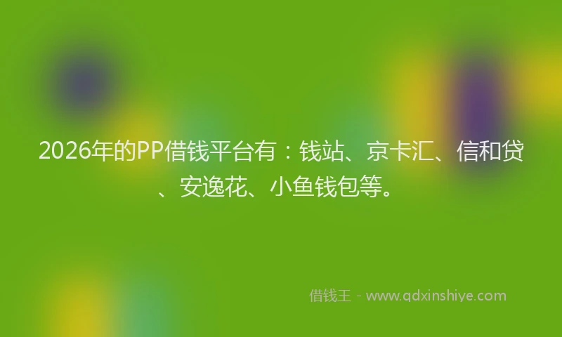 2026年的PP借钱平台有：钱站、京卡汇、信和贷、安逸花、小鱼钱包等。