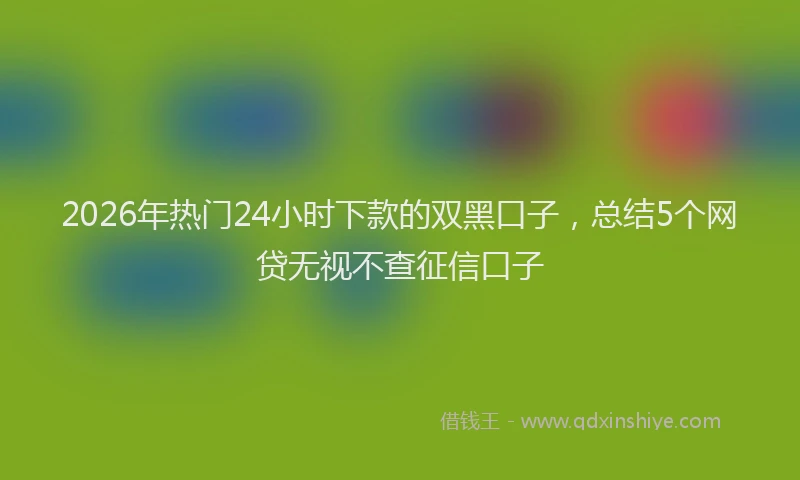 2026年热门24小时下款的双黑口子，总结5个网贷无视不查征信口子