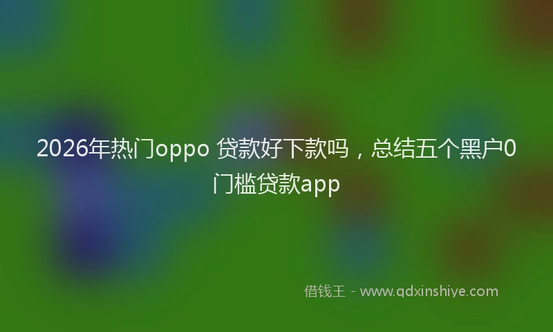 2026年热门oppo 贷款好下款吗，总结五个黑户0门槛贷款app
