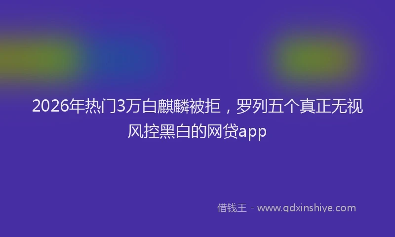 2026年热门3万白麒麟被拒，罗列五个真正无视风控黑白的网贷app