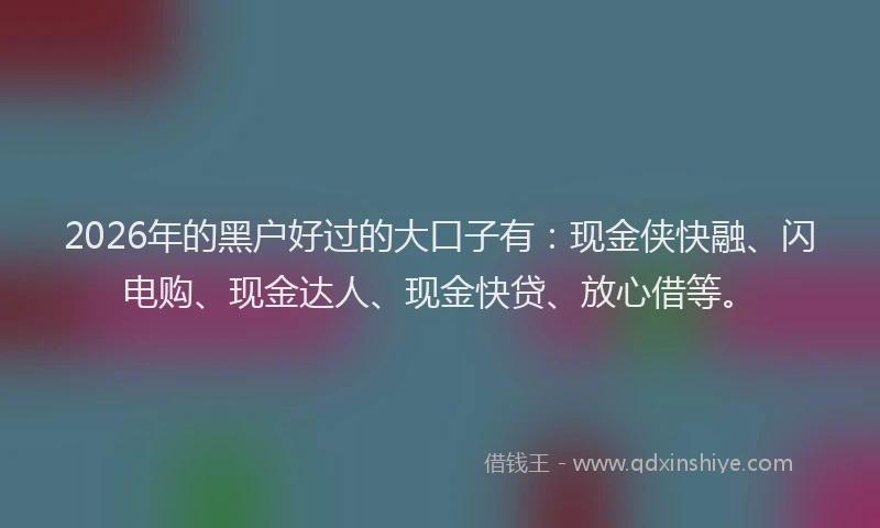 2026年的黑户好过的大口子有：现金侠快融、闪电购、现金达人、现金快贷、放心借等。
