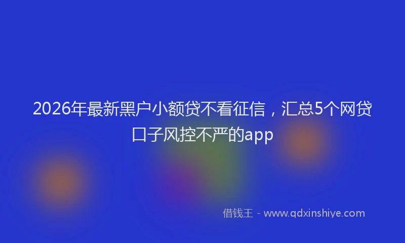 2026年最新黑户小额贷不看征信，汇总5个网贷口子风控不严的app