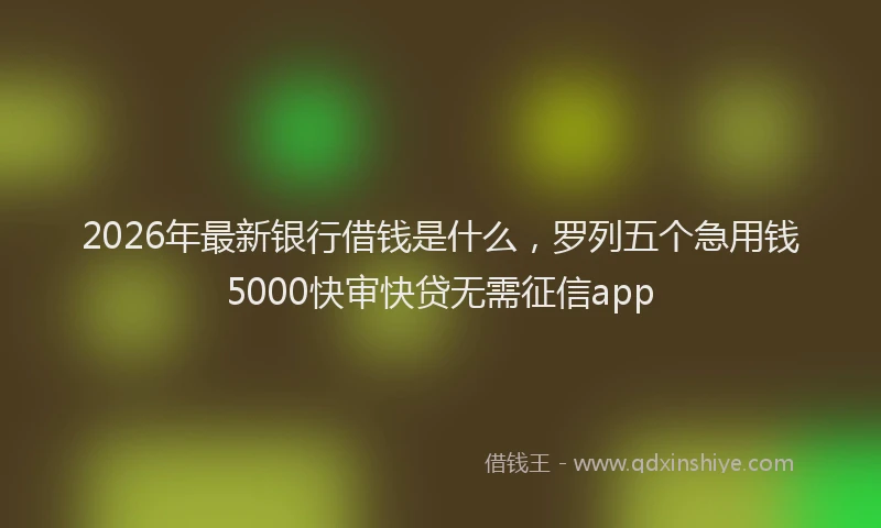 2026年最新银行借钱是什么，罗列五个急用钱5000快审快贷无需征信app