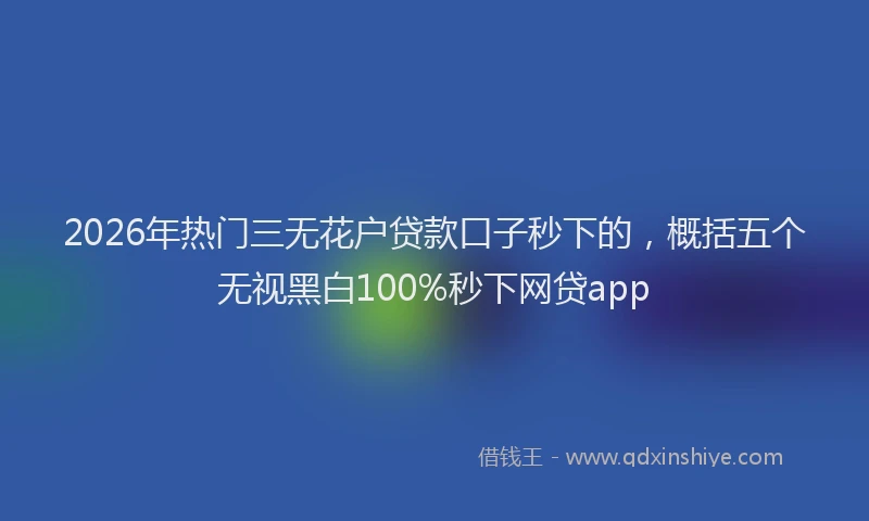 2026年热门三无花户贷款口子秒下的，概括五个无视黑白100%秒下网贷app