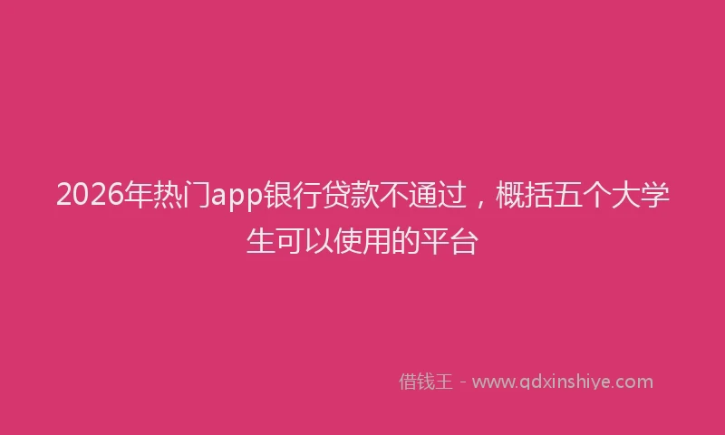 2026年热门app银行贷款不通过，概括五个大学生可以使用的平台