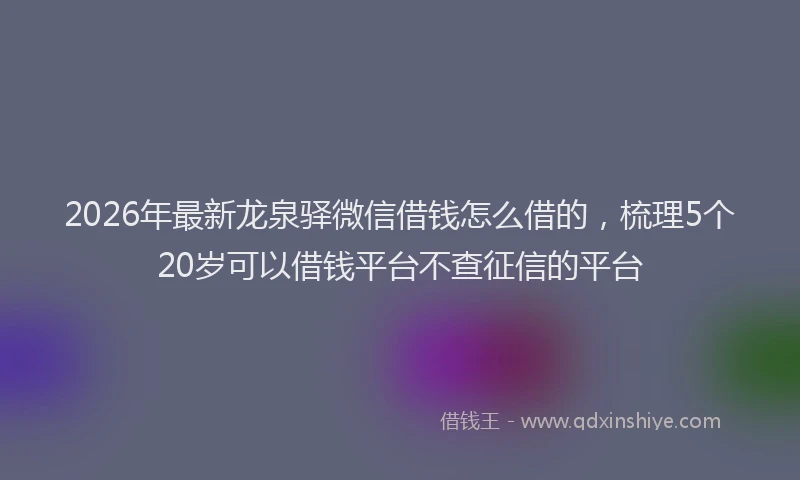 2026年最新龙泉驿微信借钱怎么借的，梳理5个20岁可以借钱平台不查征信的平台