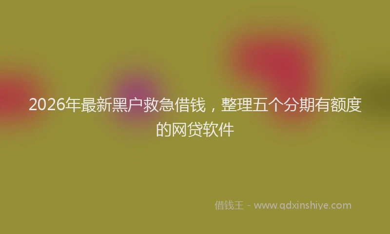 2026年最新黑户救急借钱，整理五个分期有额度的网贷软件