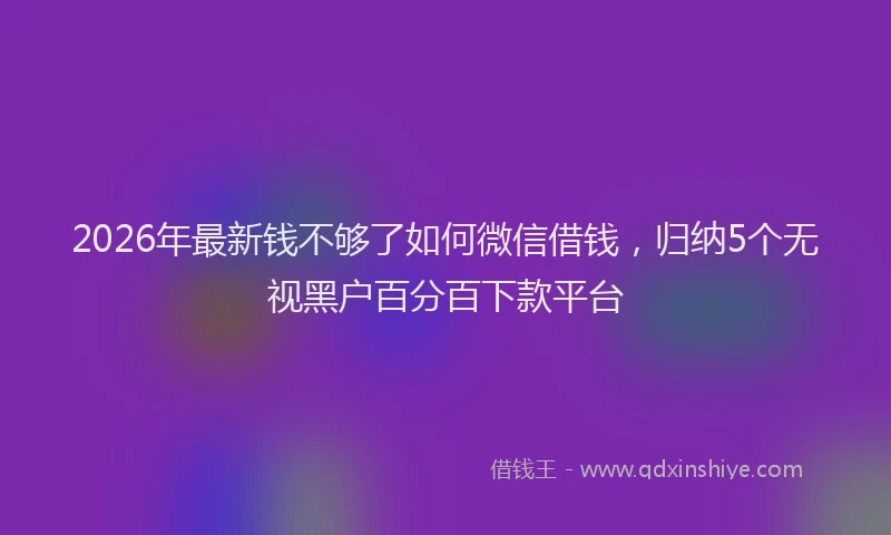2026年最新钱不够了如何微信借钱，归纳5个无视黑户百分百下款平台