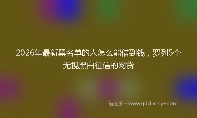 2026年最新黑名单的人怎么能借到钱，罗列5个无视黑白征信的网贷