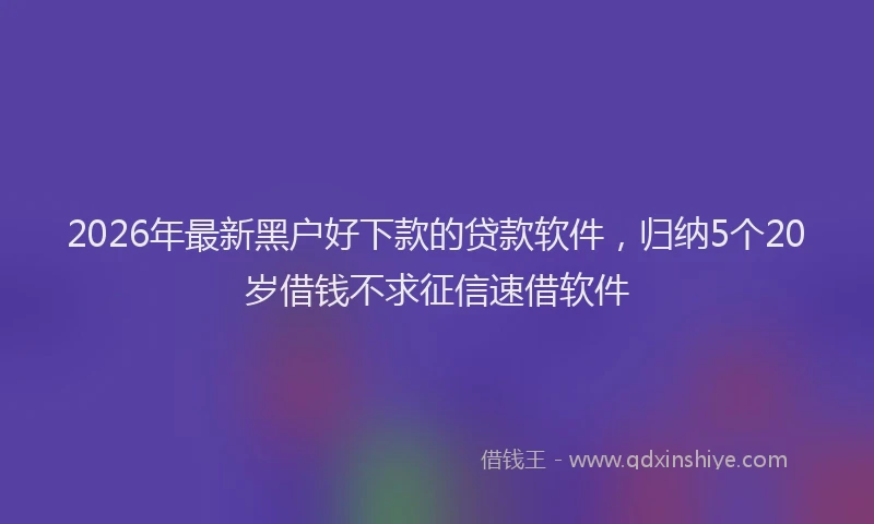 2026年最新黑户好下款的贷款软件，归纳5个20岁借钱不求征信速借软件