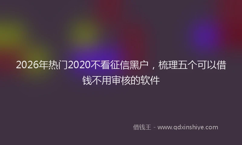 2026年热门2020不看征信黑户，梳理五个可以借钱不用审核的软件