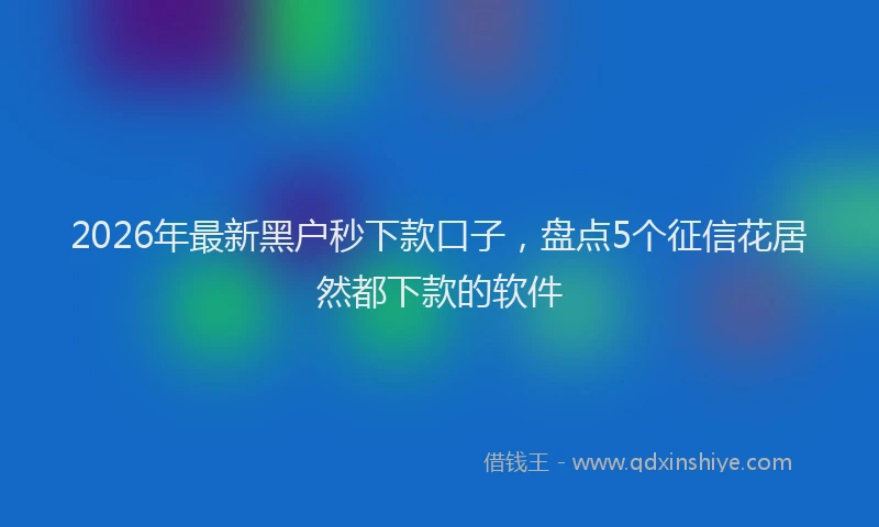 2026年最新黑户秒下款口子，盘点5个征信花居然都下款的软件