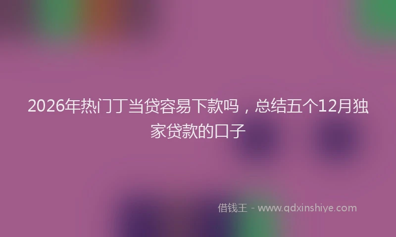 2026年热门丁当贷容易下款吗，总结五个12月独家贷款的口子