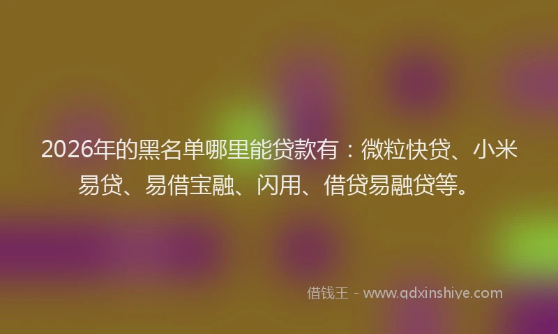 2026年的黑名单哪里能贷款有：微粒快贷、小米易贷、易借宝融、闪用、借贷易融贷等。
