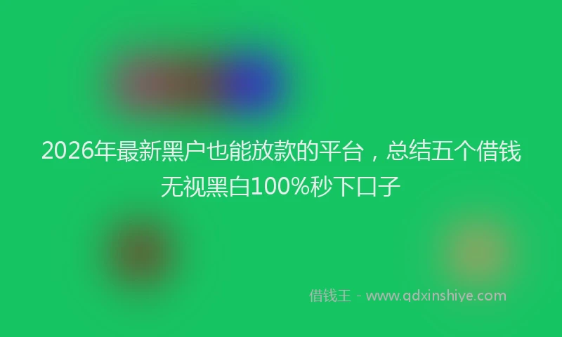 2026年最新黑户也能放款的平台，总结五个借钱无视黑白100%秒下口子