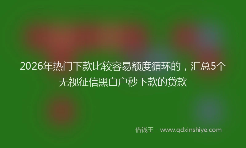 2026年热门下款比较容易额度循环的，汇总5个无视征信黑白户秒下款的贷款