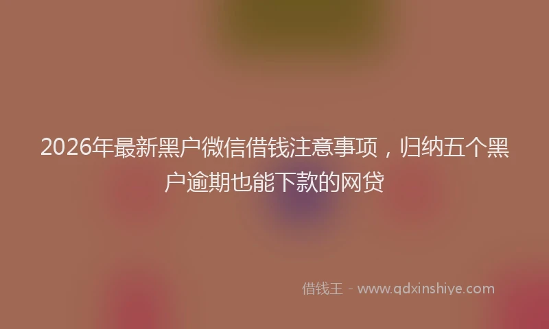 2026年最新黑户微信借钱注意事项，归纳五个黑户逾期也能下款的网贷