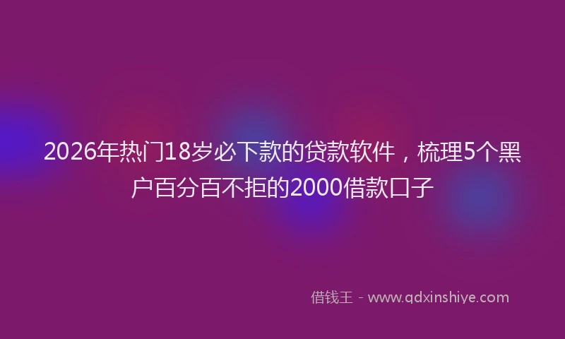 2026年热门18岁必下款的贷款软件，梳理5个黑户百分百不拒的2000借款口子