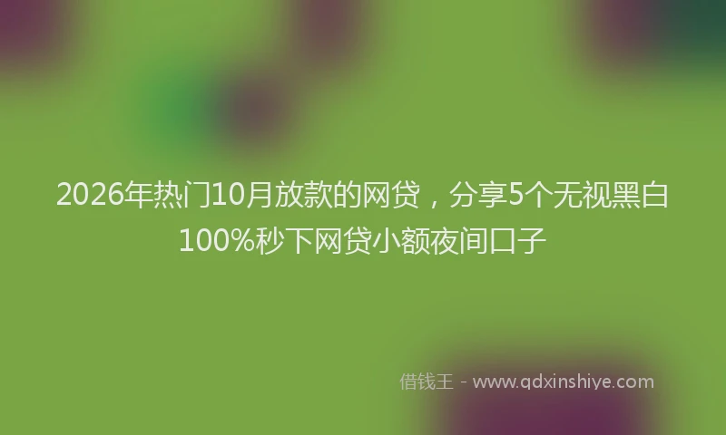 2026年热门10月放款的网贷，分享5个无视黑白100%秒下网贷小额夜间口子