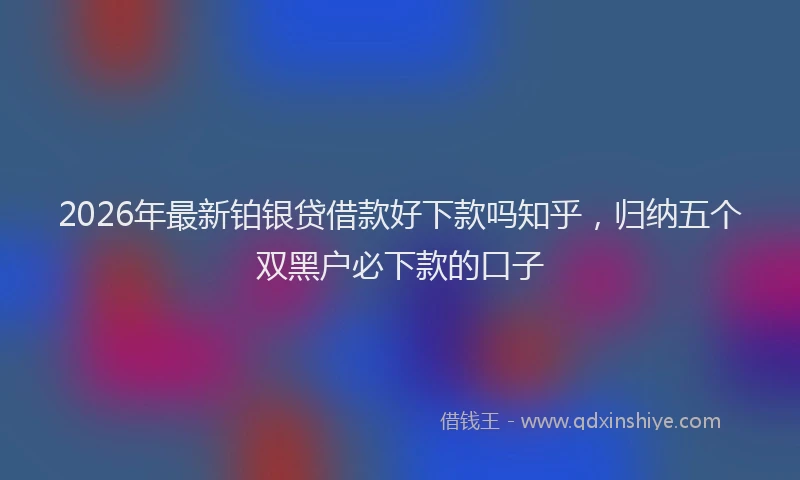 2026年最新铂银贷借款好下款吗知乎，归纳五个双黑户必下款的口子