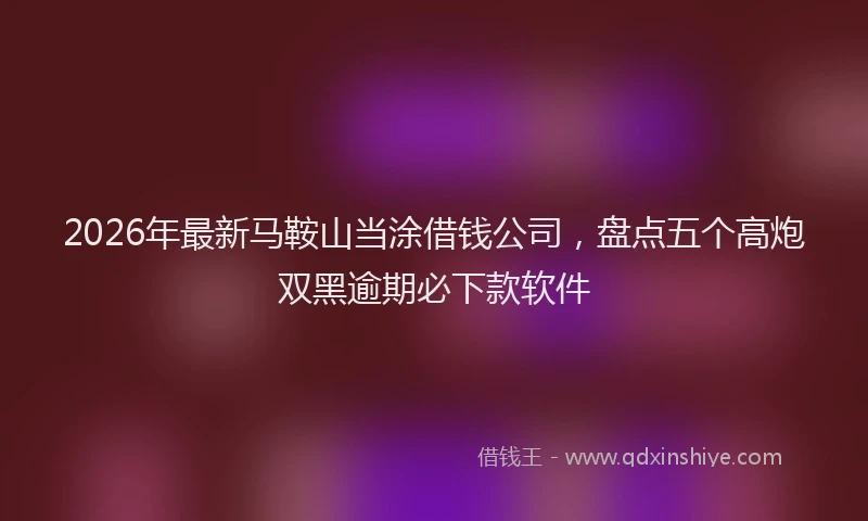 2026年最新马鞍山当涂借钱公司，盘点五个高炮双黑逾期必下款软件