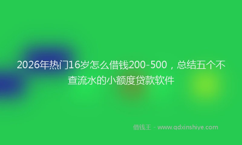 2026年热门16岁怎么借钱200-500，总结五个不查流水的小额度贷款软件