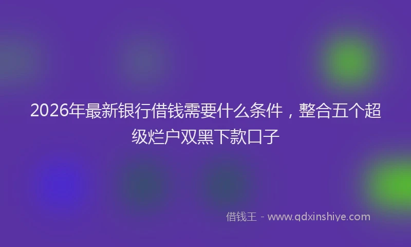 2026年最新银行借钱需要什么条件，整合五个超级烂户双黑下款口子