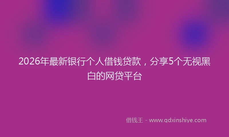 2026年最新银行个人借钱贷款，分享5个无视黑白的网贷平台