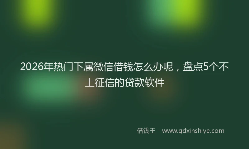 2026年热门下属微信借钱怎么办呢，盘点5个不上征信的贷款软件